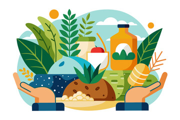 healthy food on the beach