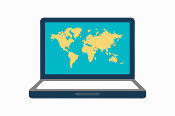 laptop with world map