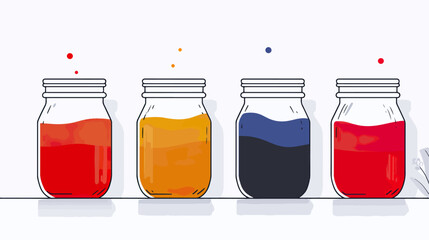 Colorful jars of liquid