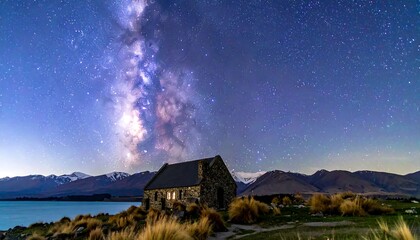 Majestic Milky Way over a stone church
