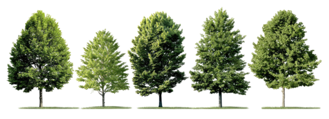 Row of trees in a park