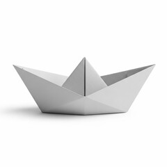 White Paper Boat on a White Background.