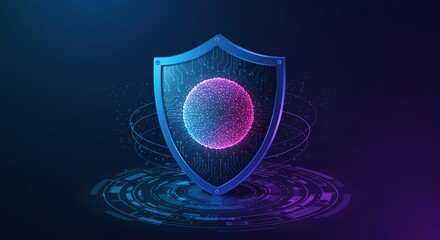 Cyber Security Shield Protects Digital Data From Online Threats