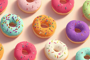 Playful Donut Wallpaper with Bright Sprinkles, Seamless Design