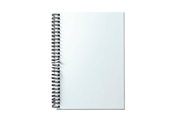 Blank spiral-bound notebook.  Empty pages await