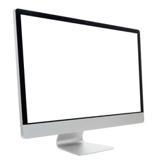 Modern silver desktop computer monitor isolated on transparent background