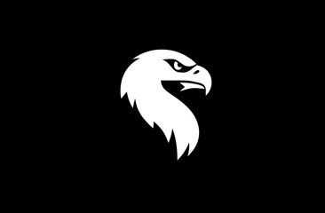 A white eagle head logo against a black background. The bird appears focused
