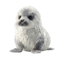 Png of adorable baby harp seal pup sitting and looking at the camera isolated on transparent background cute animal