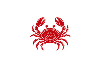 Red crab illustration with a textured, geometric design on a white background