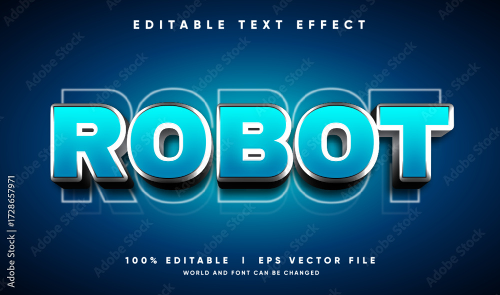 Wall mural robot 3d vector text effect with modern style