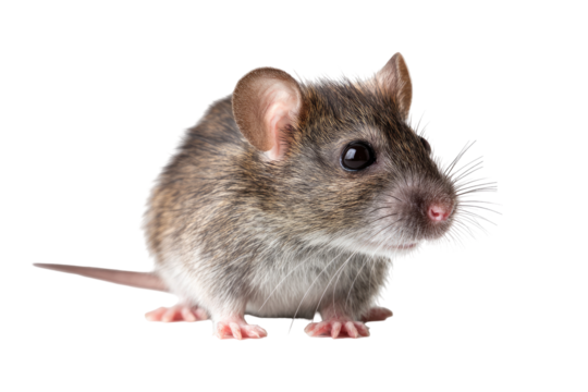 Small gray rodent, side view, alert expression