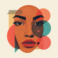Woman's Face with Geometric Shape Overlay Illustration