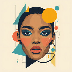 Woman's Face with Geometric Shapes Digital Illustration