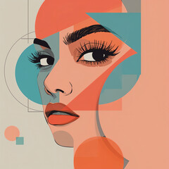 Woman's Face with Geometric Shapes Illustration