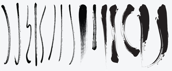 Black paint spots vector for design, Black vector brush strokes collection. Hand Drawn Grunge Brush vector, Set of Hand Drawn Grunge Brush Smears, Set of Hand Drawn Grunge Brush Smears.eps10