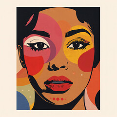 Woman's Portrait with Colorful Geometric Shapes Illustration