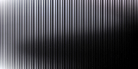 Monochrome black and white shadows gradient lines with metallic effect and grain texture, ribbed glass background for technology, luxury, and minimal design concepts. Vector illustration
