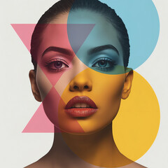 Woman's Portrait with Geometric Shapes and Color Overlay