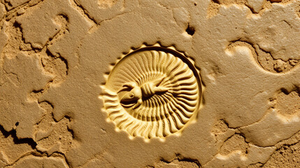 fossil trilobite imprint in the sediment.
