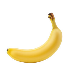 Single ripe yellow banana isolated on transparent background