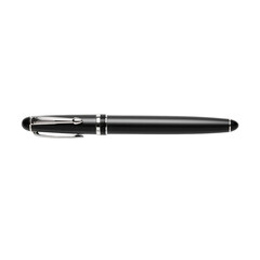Elegant black fountain pen isolated on transparent background