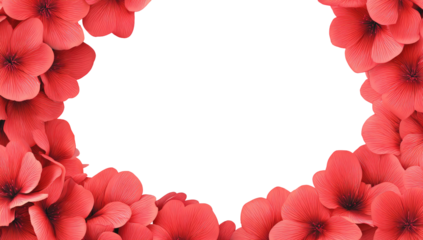 Red flower frame around black circle