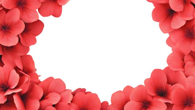 Red flower frame around black circle