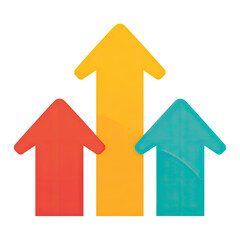 Three colorful upward-pointing arrows
