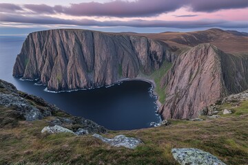 Dramatic Coastal Cliffs Dramatic Ocean Bay Highland Scenery