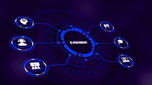 Finance and technology network concept. Secure e-payment, online checkout and mobile wallet, contactless QR/NFC gateway on a digital fintech interface