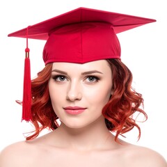 Woman wearing graduation cap