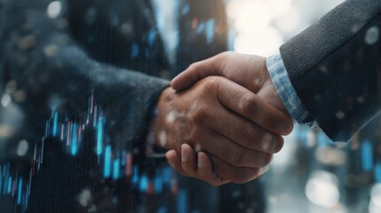 Close-up of Business Handshake with Rising Stock Chart