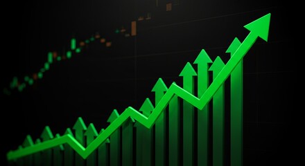 Obraz premium Green Upward Arrow Growth Chart Design for Financial Success