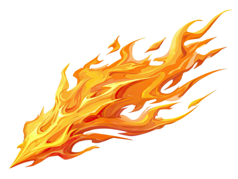 Fiery orange flames in a dynamic, stylized design