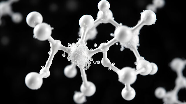 aspartame molecular structure, 3d model molecule, sugar substitute, structural chemical formula view from a microscope