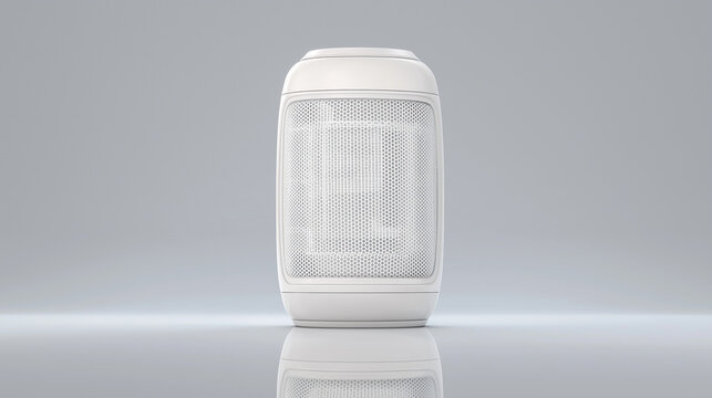 Minimalist Cylindrical Bluetooth Speaker: Modern Portable Design, Isolated on Gray Background, Soft Reflections, Realistic Mesh Texture, DSLR 50mm Capture