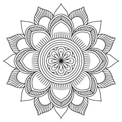 Abstract mandala art design black and white decorative background illustration
