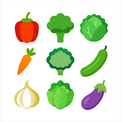 set of fresh vegetables vector illustration 