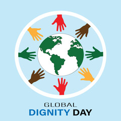 Global Dignity Day Hands of Diverse People Reaching Towards the Earth