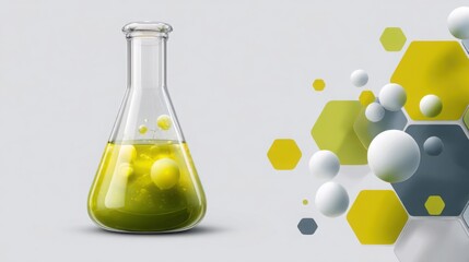 Transparent glass bottle containing liquid signifying age tech innovation lab trends in research and development concepts