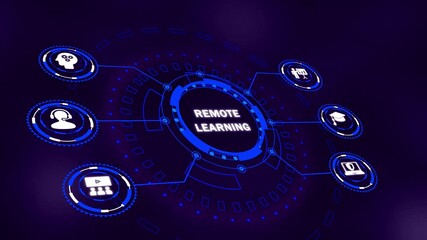 Business, technology, internet and network concept. Remote learning, virtual classroom and online lessons, LMS course platform, video lectures, home study