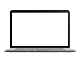 Front view of a modern laptop with blank screen
