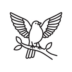 A clean, outline-style illustration of a bird perched on a branch.