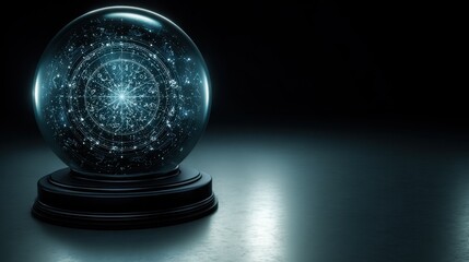 Crystal ball containing a starry constellation inside symbolizing future predictions and data forecasting