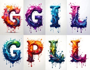 Colorful, dripping letters