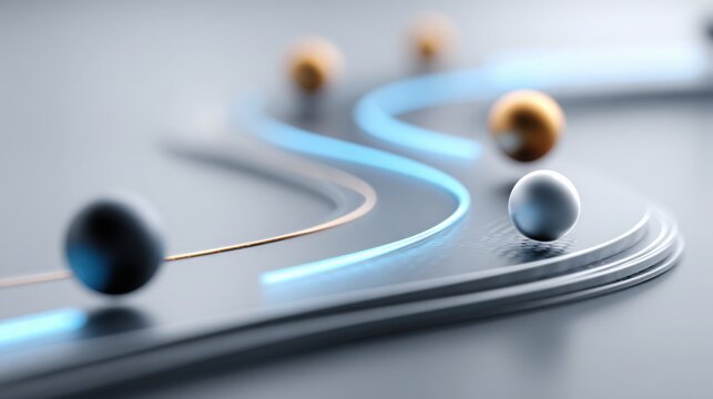 Group of spheres on table representing collaboration and idea generation in ai product roadmap for development