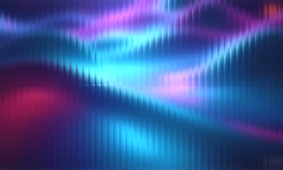 Vibrant glass wave background with blue, purple, and pink gradients, vertical ribbed texture, smooth distortion, abstract motion flow, dynamic ripple effect, seamless futuristic digital design