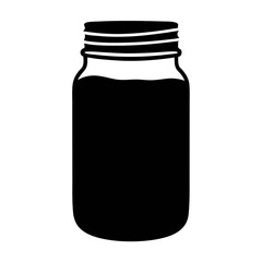 Black mason jar vector illustration for canning food storage preservation and decoration design