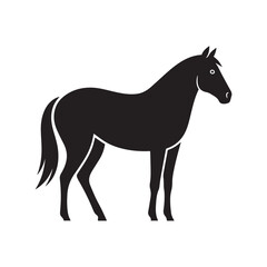 A silhouette vector of a washed horse with clean, well-defined eyes.