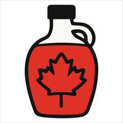 Obraz premium Canada Day Maple Syrup Jug Illustration with Classic Red Leaf Design